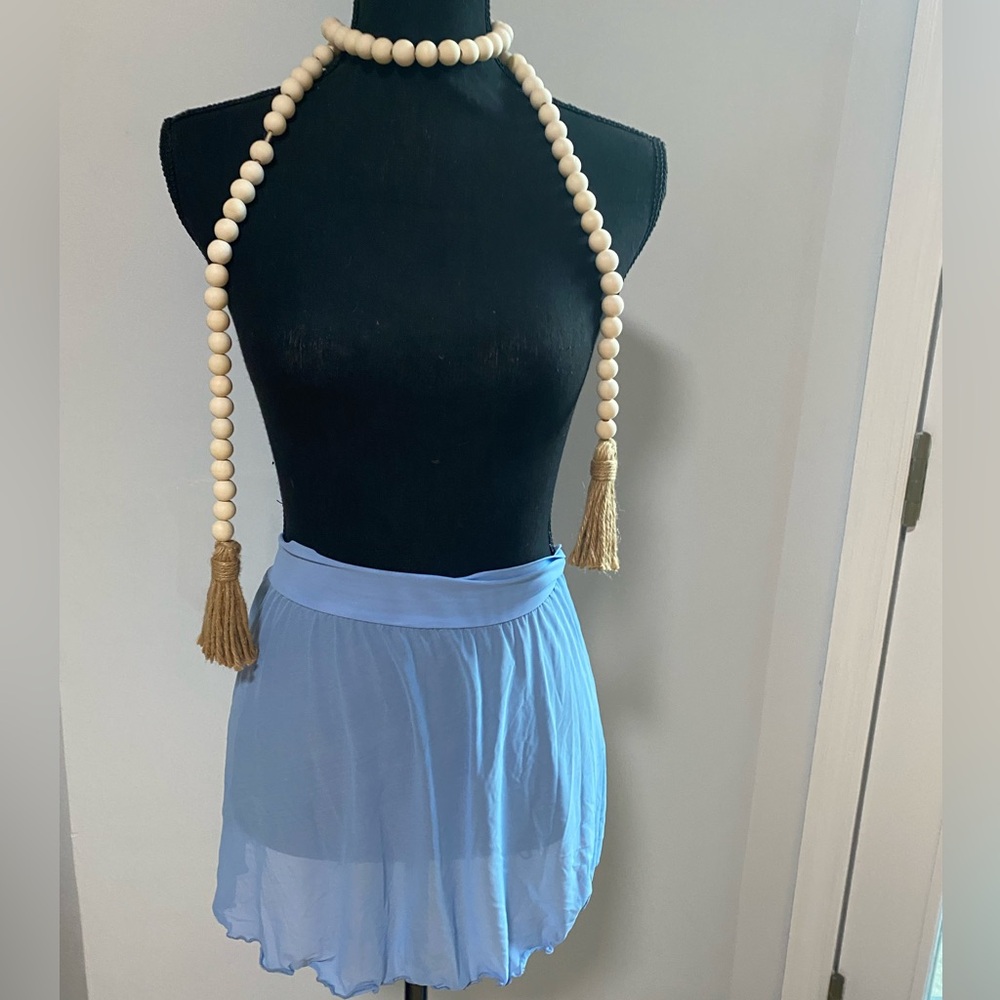 Venus•Sheer Baby Blue Mesh Swim Skirt•L